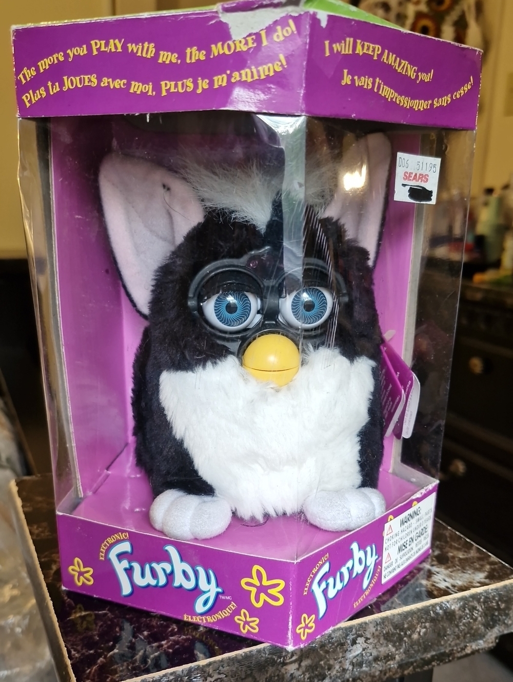 Vintage Working Furby Interactive Plush Toy - Black & White